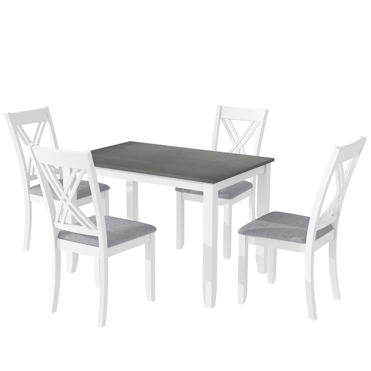 Rustic 5-Piece Dining Table Set with 4 X-Back Chairs B685