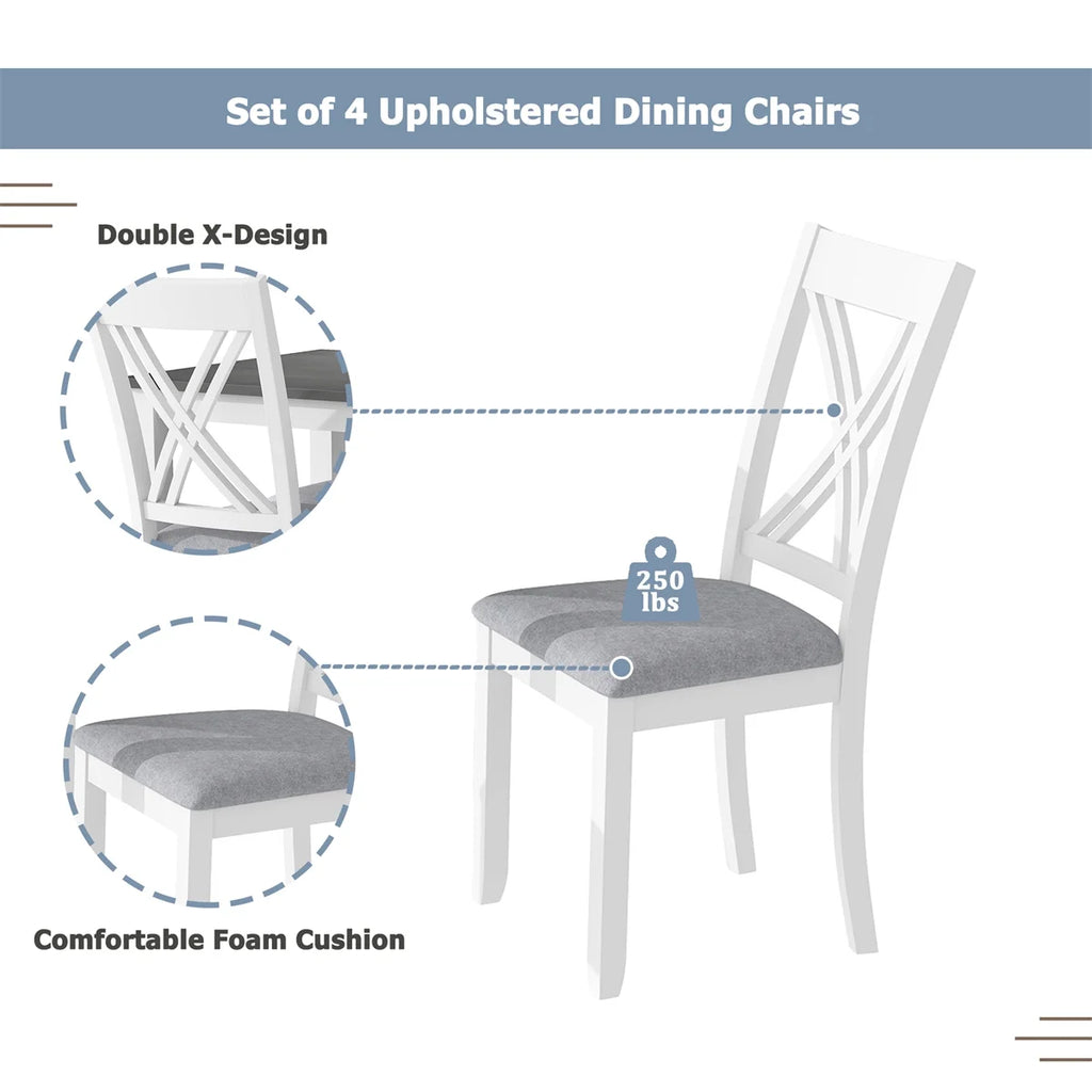 Rustic 5-Piece Dining Table Set with 4 X-Back Chairs B685