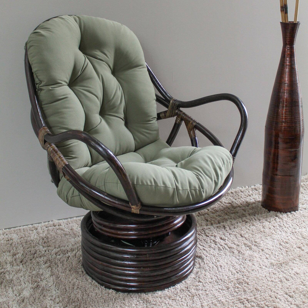 Rattan Coil Base Swivel Rocker with Micro Suede Cushion F99528