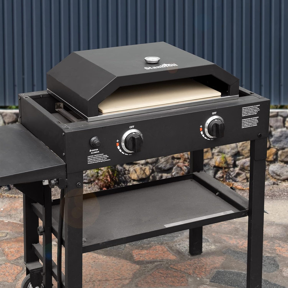 Outdoor Pizza Oven with Temperature Gauge, 17.3 in. x 12 in. Pizza Stone Q165470