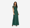 Cap Sleeve Beaded Gown, Dusty Emerald, Size 10 C3299