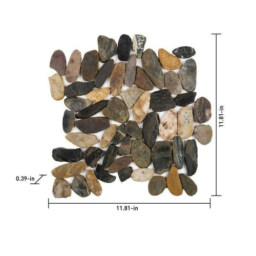 13-in x 13-in Polished Natural Stone Pebble Wall Tile N44021