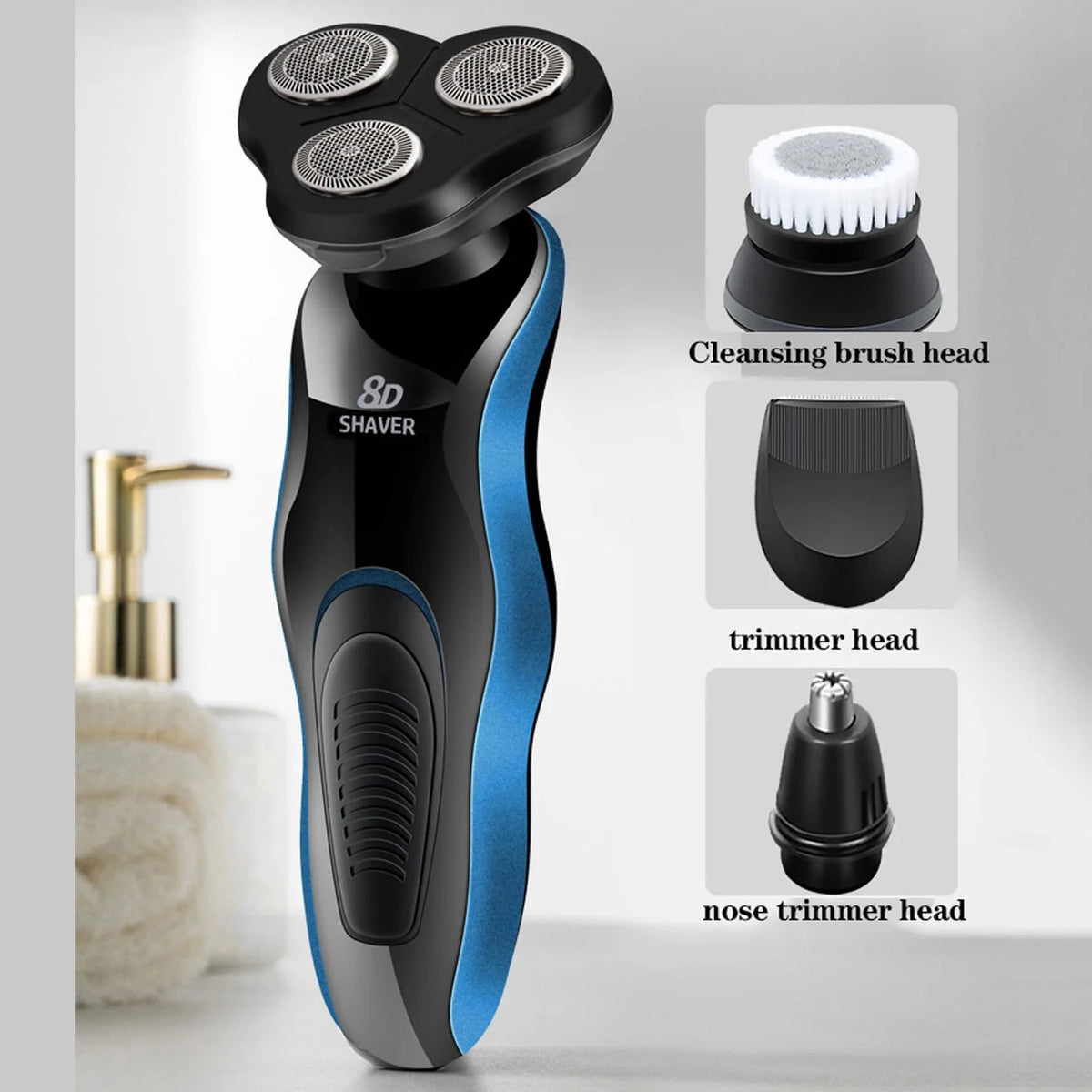5-in-1 Waterproof Rechargeable Head Shaver Y89123
