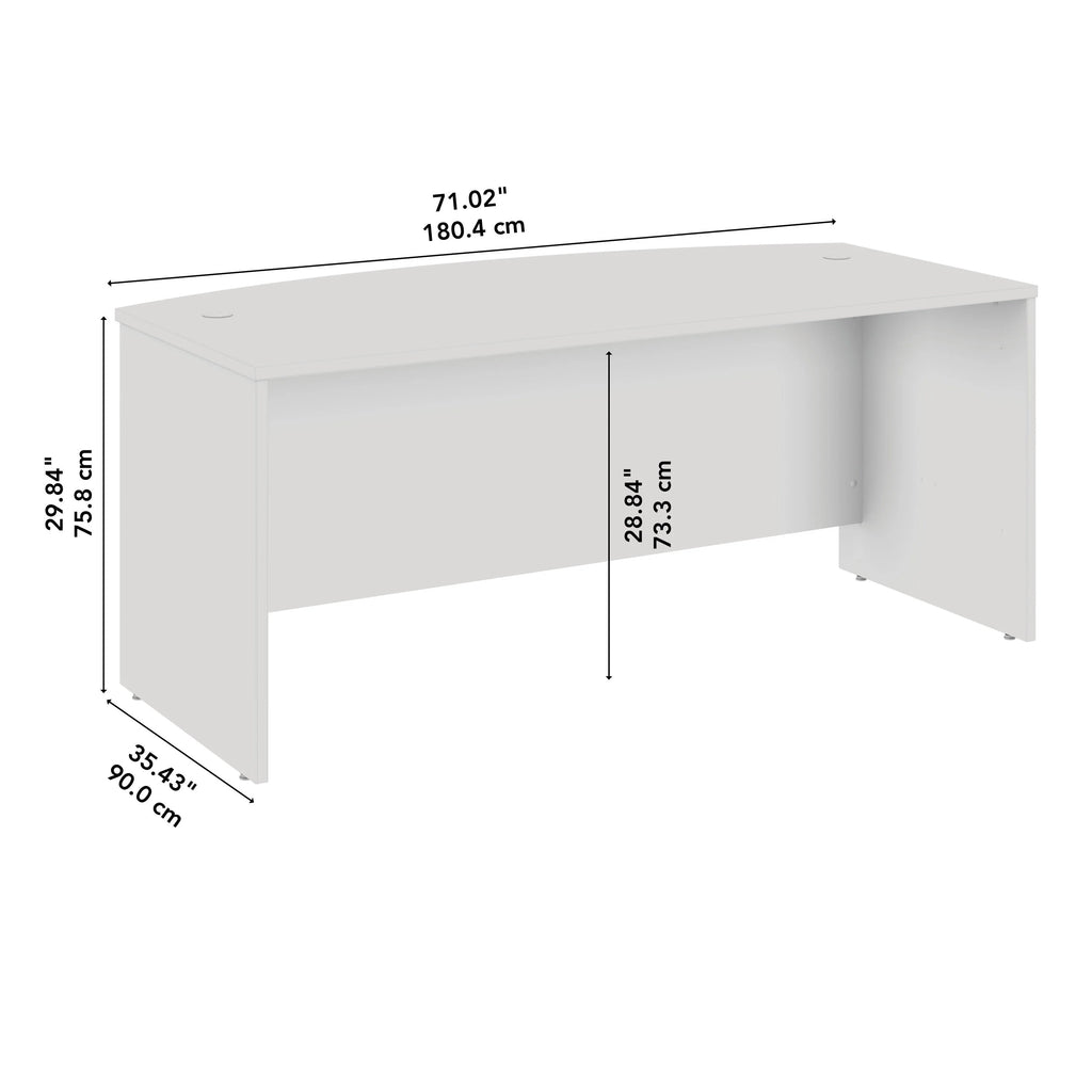 72W x 36D Bow Front Desk in Natural Elm Engineered Wood G73693