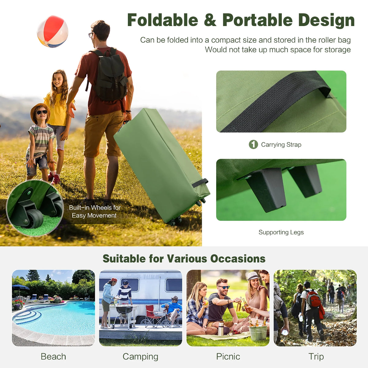2-Person Pop-Up Tent Camping Cot with Air Mattress and Sleeping Bag A968805