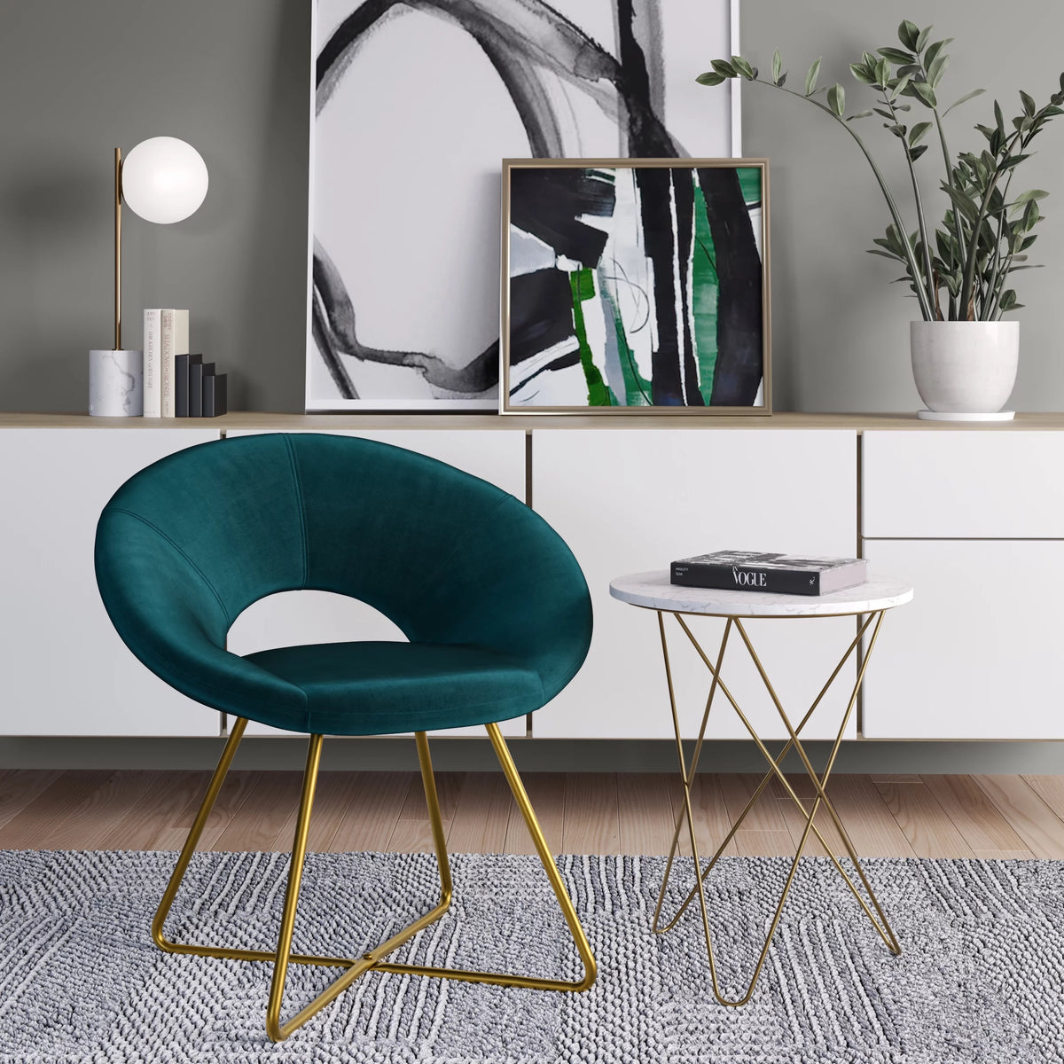 Teal Velvet Accent Chair E68235