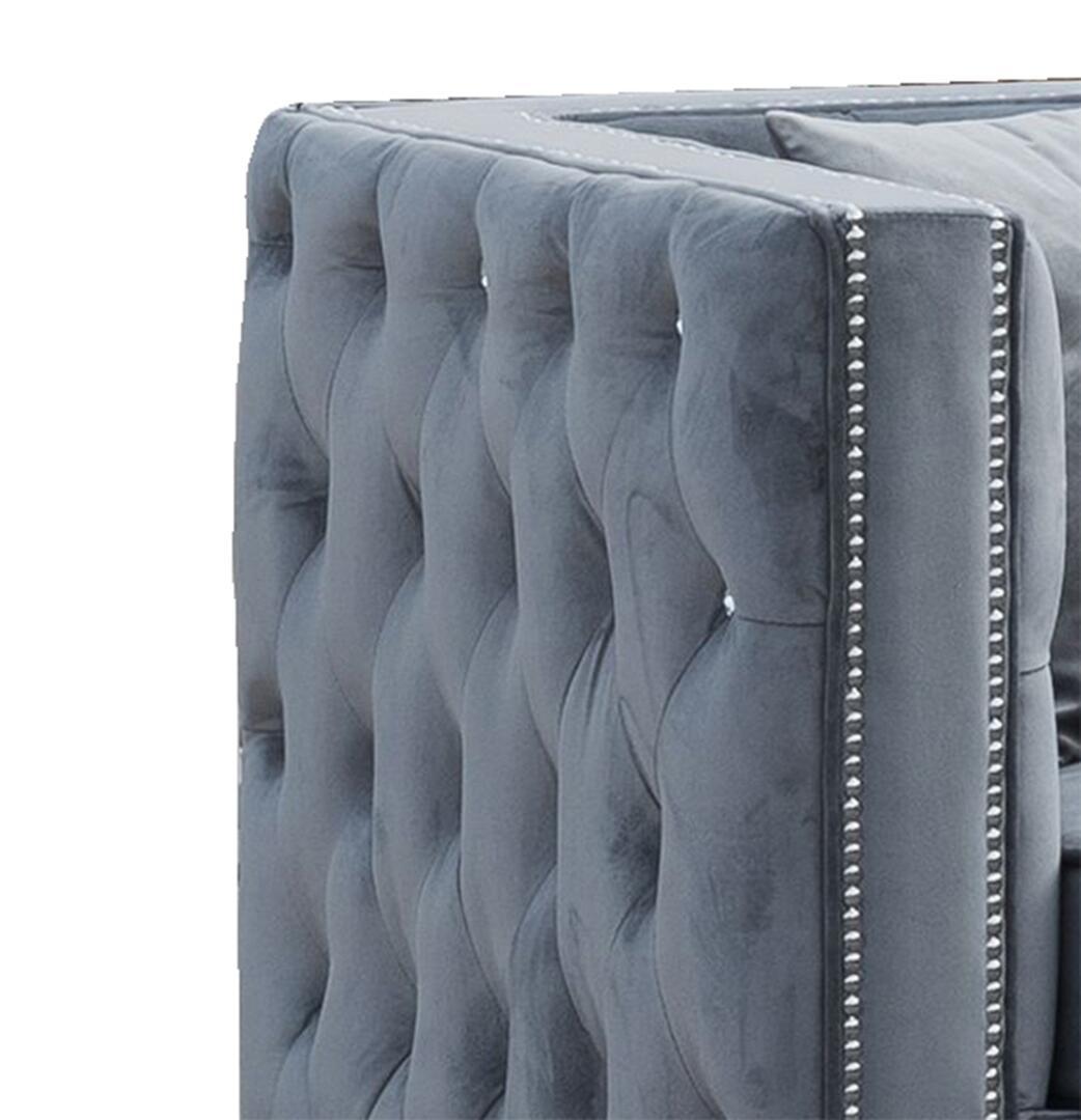 Gray Fabric Sofa & Loveseat Set 2Pcs with Steel Legs U4837