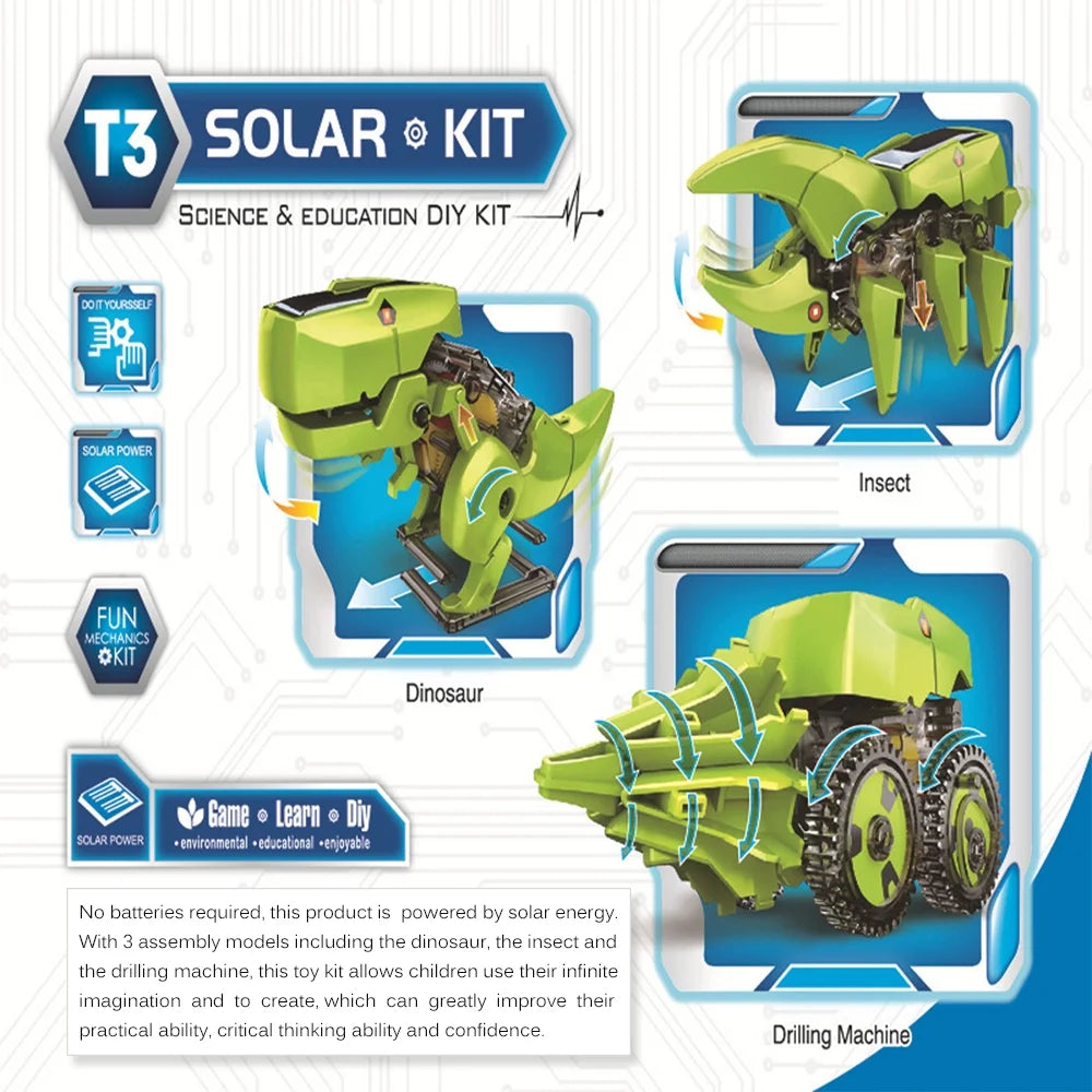 3 in 1 Solar Powered Robot Toy Set with STEM Science Experiment V592036