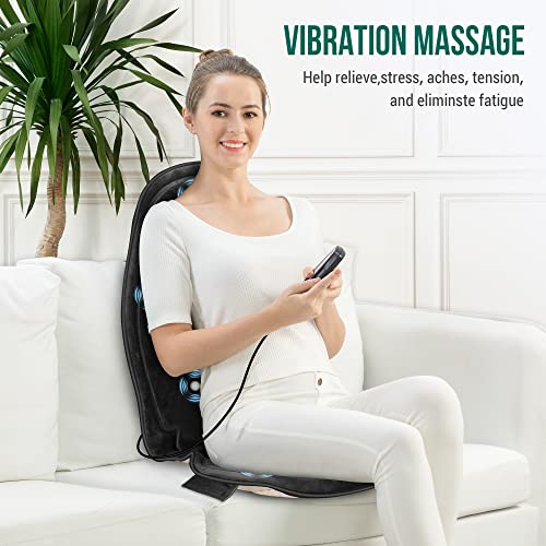 Black 6 Vibration Massage Seat Cushion with Heat W7301