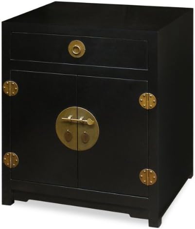 Matte Black Chinese Cabinet with Brass Hardware Z374331