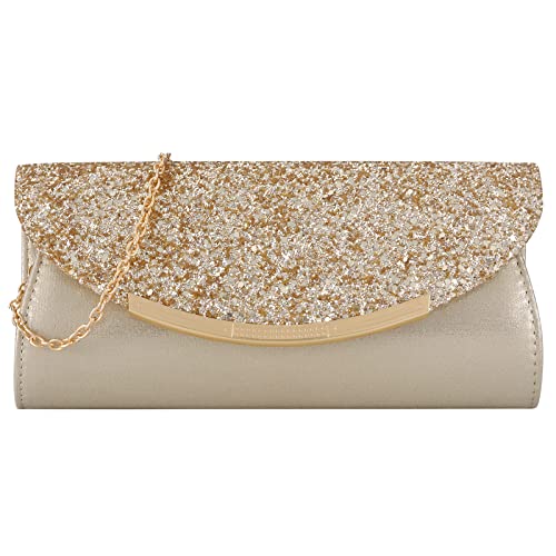 Gold Clutch Evening Bag with Chain X496