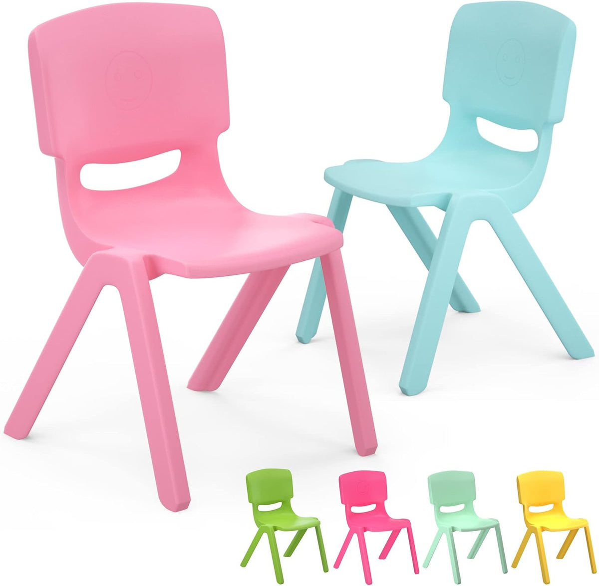 Colorful Stackable School Chairs 11 inch Seat Height Plastic Kids Chairs Q111