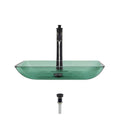 Emerald Vessel Sink Ensemble with Antique Bronze Finish Faucet and Pop-Up Drain J6000