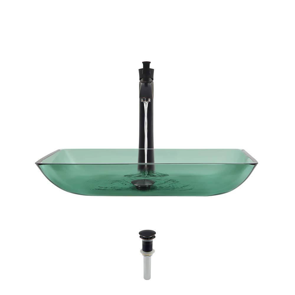 Emerald Vessel Sink Ensemble with Antique Bronze Finish Faucet and Pop-Up Drain J6000