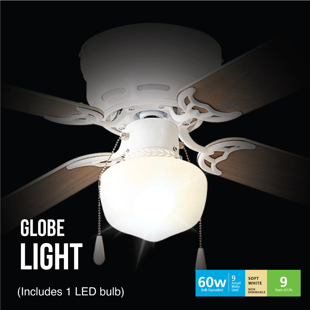 White 4 Blades LED Ceiling Fan E2379