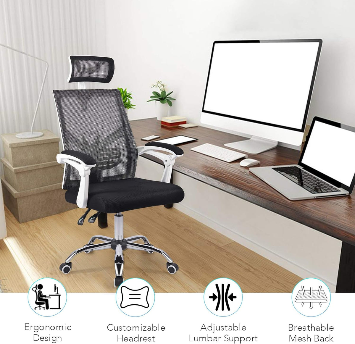 Black Ergonomic Mesh Office Chair with Lumbar Support M25982