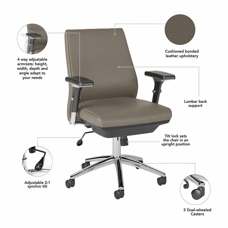 Washed Gray Bonded Leather Executive Office Chair I98381