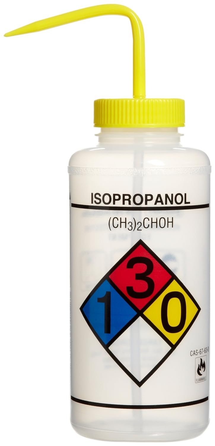 4-Color Acetone Wide-Mouth Wash Bottles; 1000ml (32oz), Polyethylene w/Red Polypropylene Cap (Pack of 4) X969527