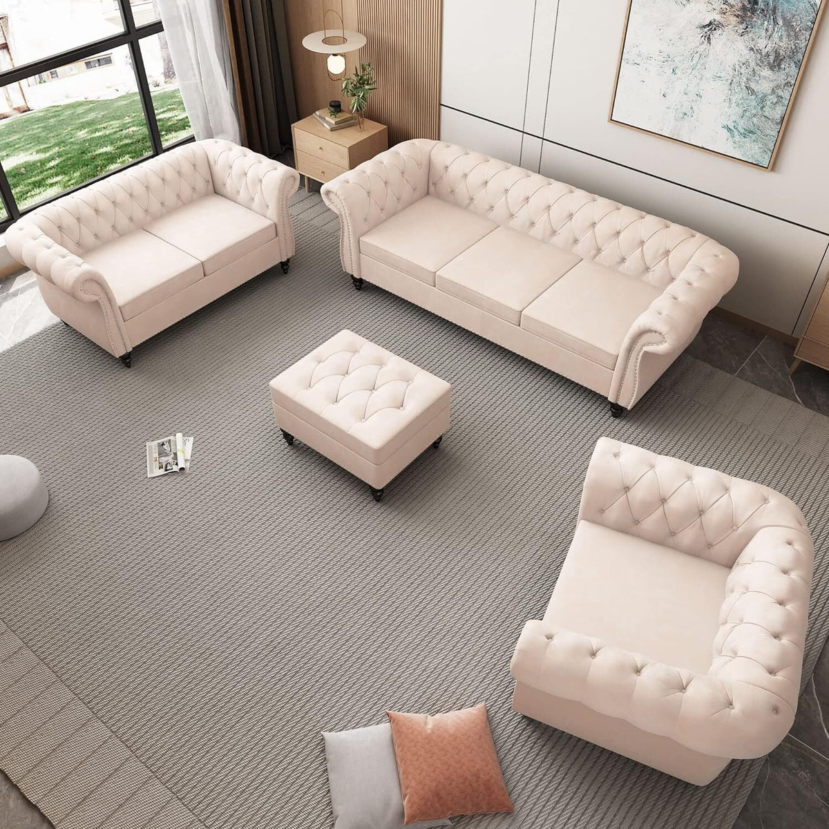 3 Piece Beige Sofa Set B458979