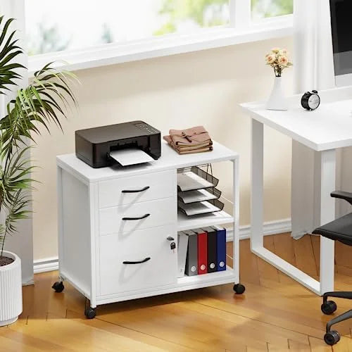 3 Drawer Wood File Cabinet with Socket and USB Charging Ports P7507