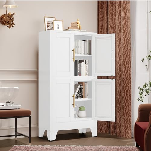 75.2" Tall Black Metal Pantry Cabinet with 4 Door and 4 Adjustable Shelves K332602