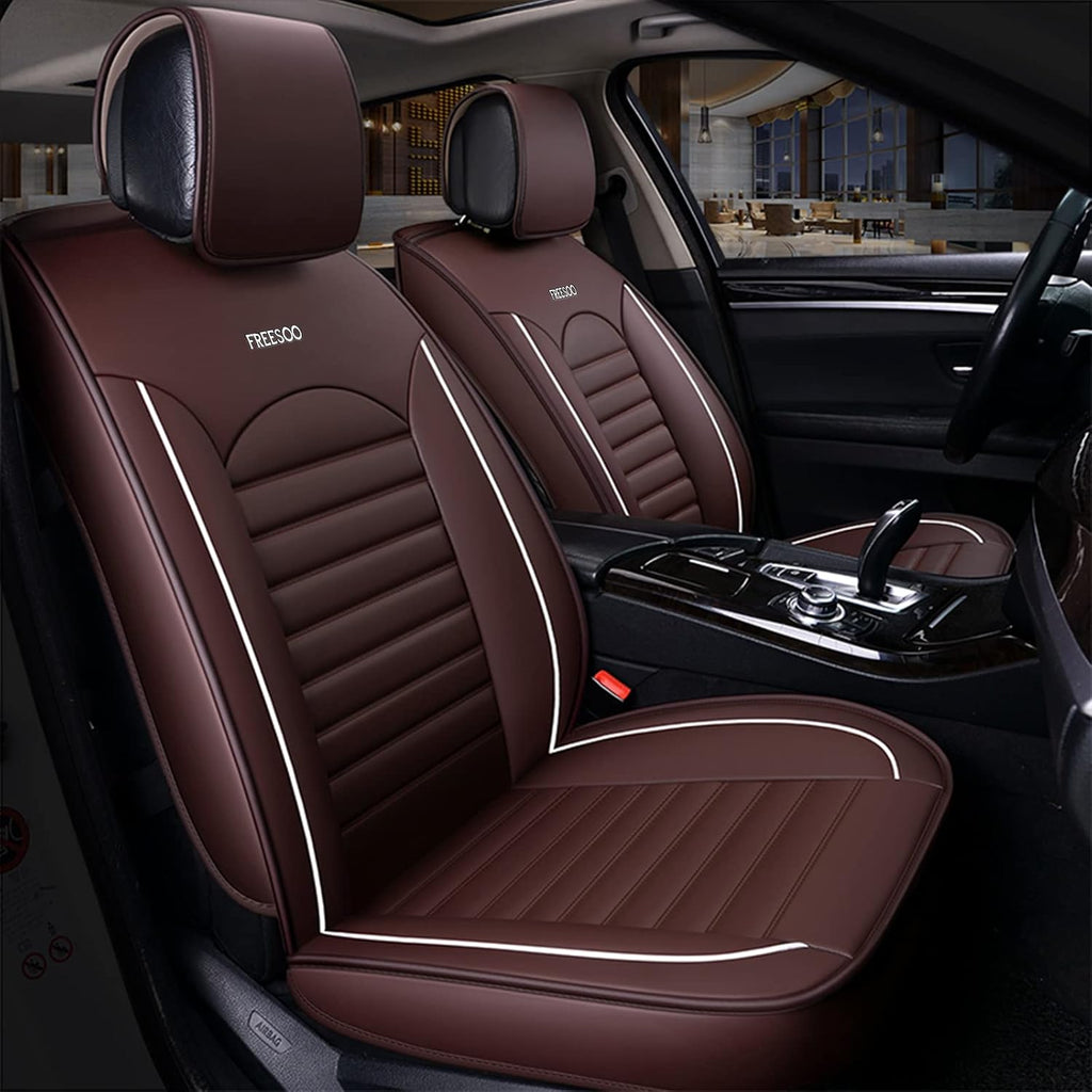 Black White Leather Car Seat Cover Full Set for 5 Seats G926681
