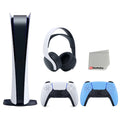 Playstation 5 Digital Edition Console with Blue Controller and White Headset T183