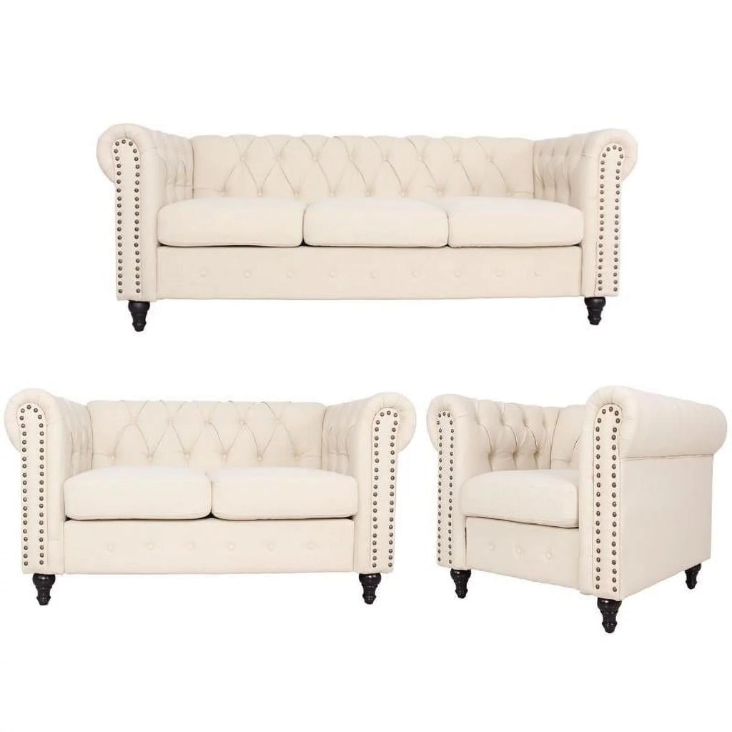 3 Piece Living Room Set with Sofa Loveseat and Accent Chair D139346