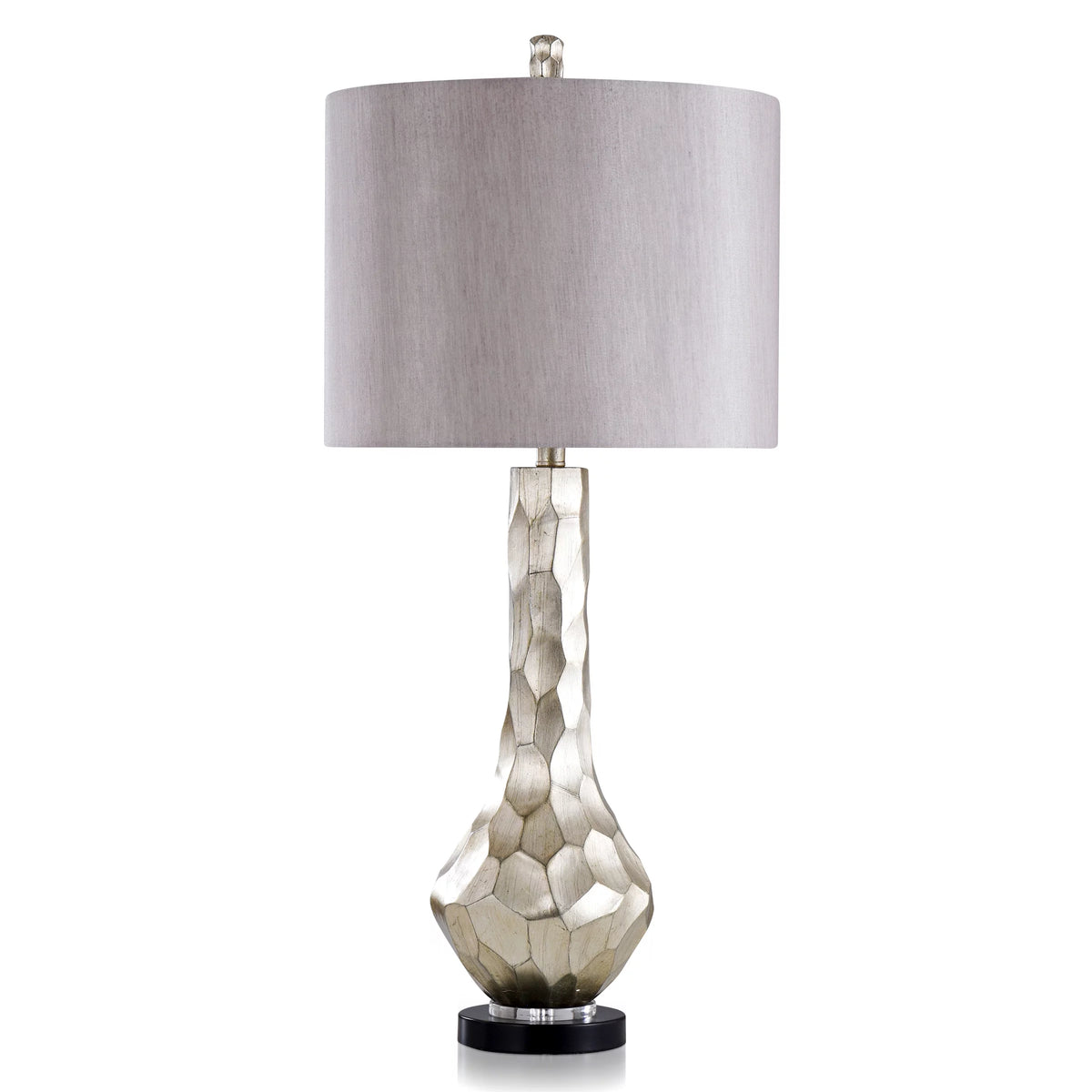 Carved Stone Design Table Lamp with Clear Acrylic Base D1926