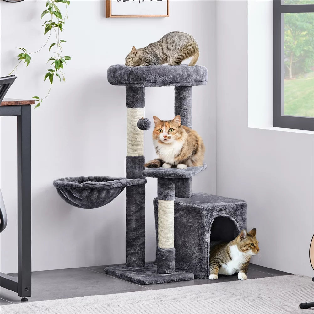 Dark Gray Cat Tree Tower with Condo and Perches O25995