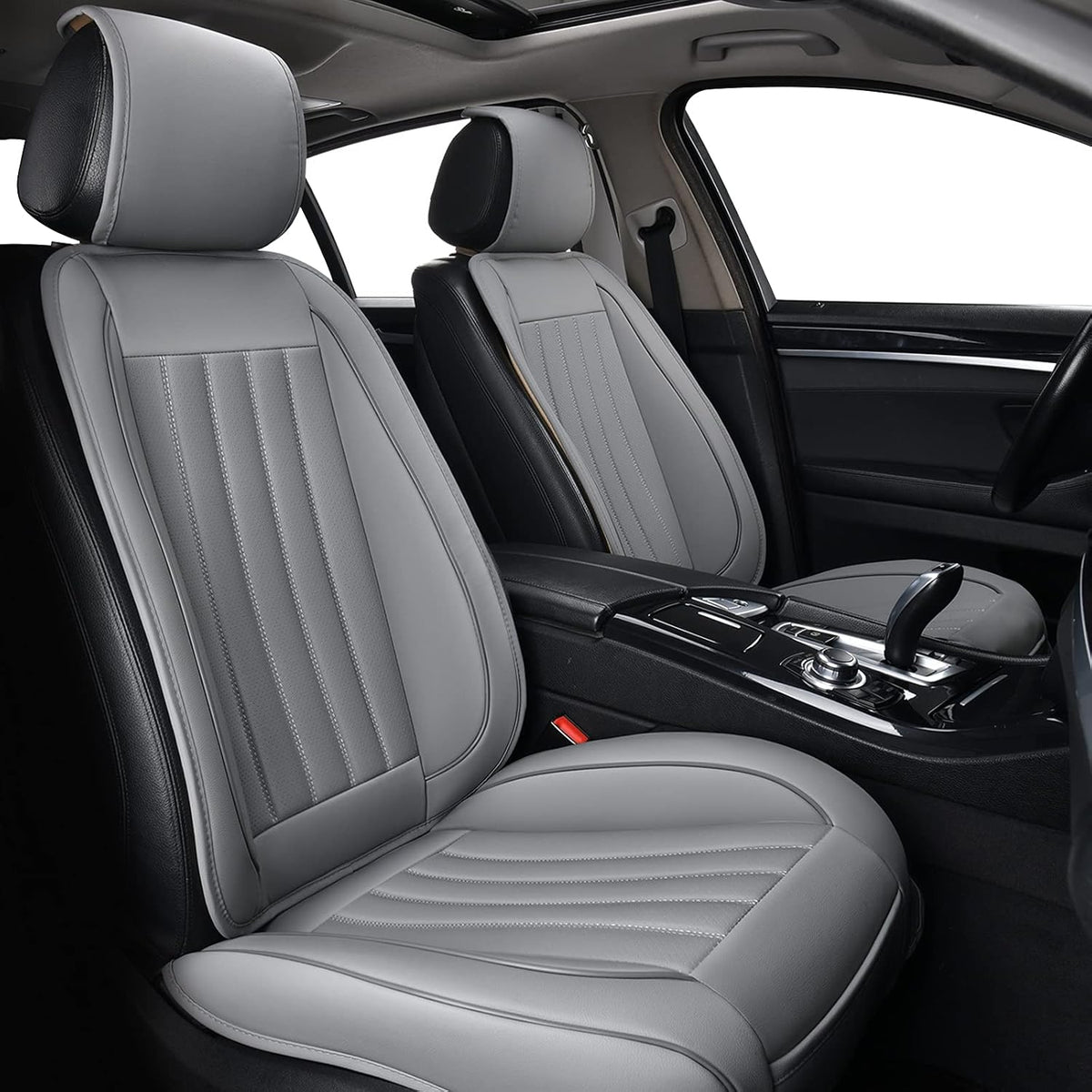 2pc Black Leather Universal Car Seat Covers O851354