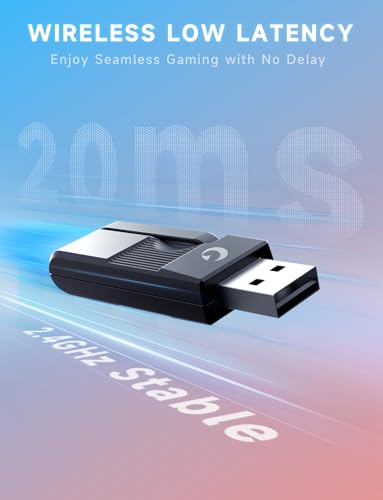 2.4GHz Wireless Gaming Headsets with Noise Canceling Mic, 7.1 Surround Sound, 70H Battery J55575