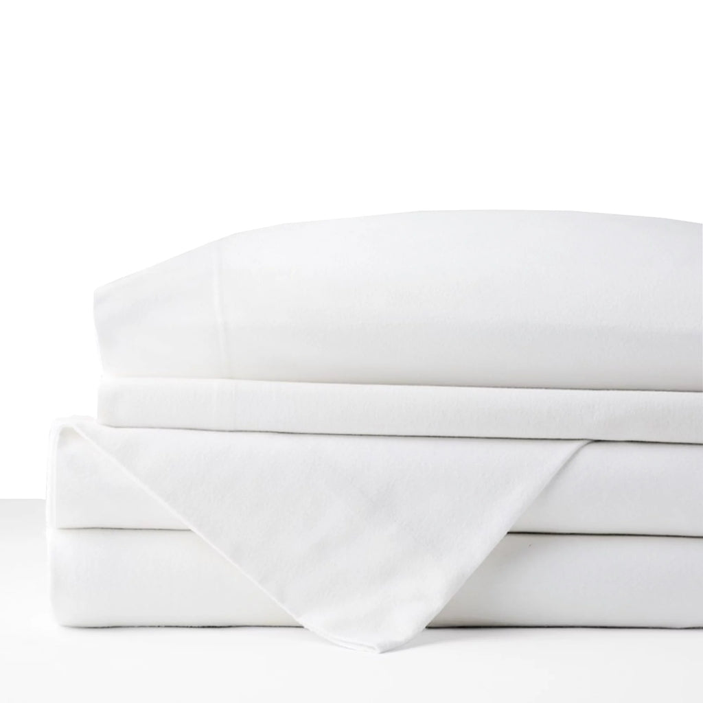 4 Piece 100% Cotton Flannel Queen Size White Bed Sheet Set M799