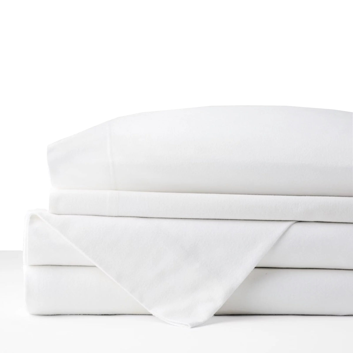 4 Piece 100% Cotton Flannel Queen Size White Bed Sheet Set M799