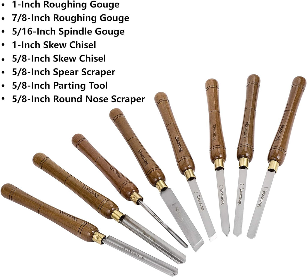 8-Pieces HSS Wood Turning Tools Lathe Chisel Set with Walnut Handle G108