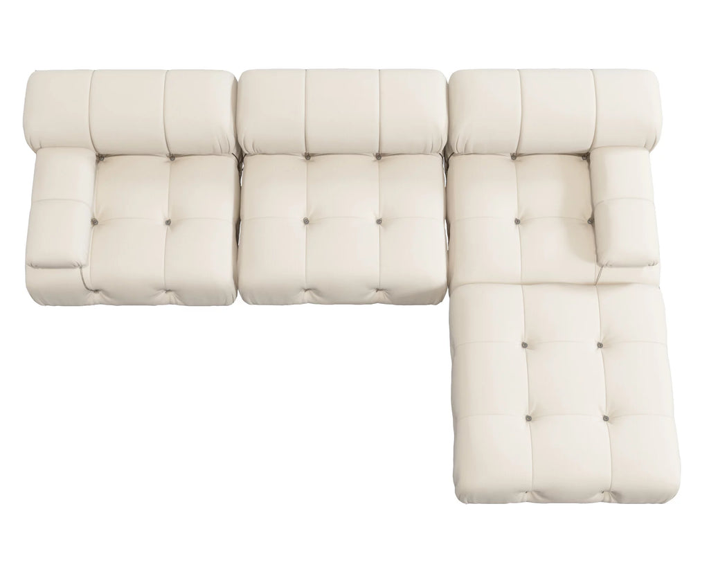 L-Shaped Velvet 3-Seat Sofa with Ottoman S2599