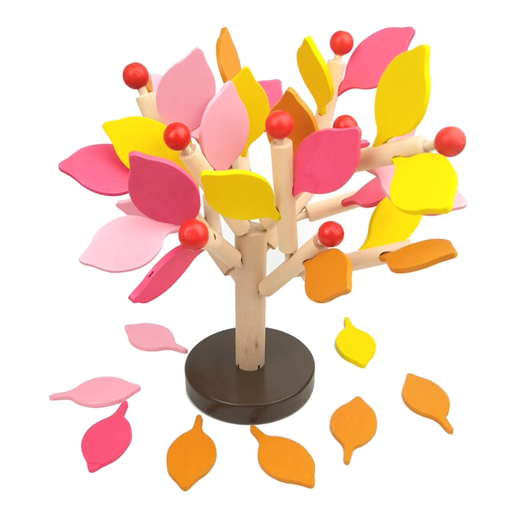 Yellow Wooden Tree Building Blocks Toy B597619
