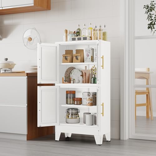 75.2" Tall Black Metal Pantry Cabinet with 4 Door and 4 Adjustable Shelves K332602