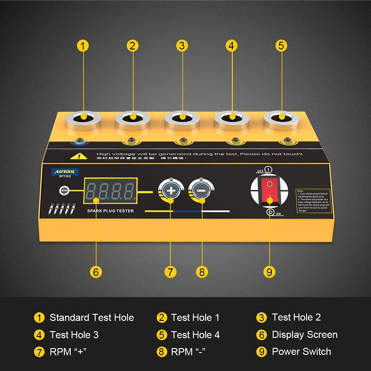 Car Spark Plug Tester with Adjustable 5Holes Detector I905