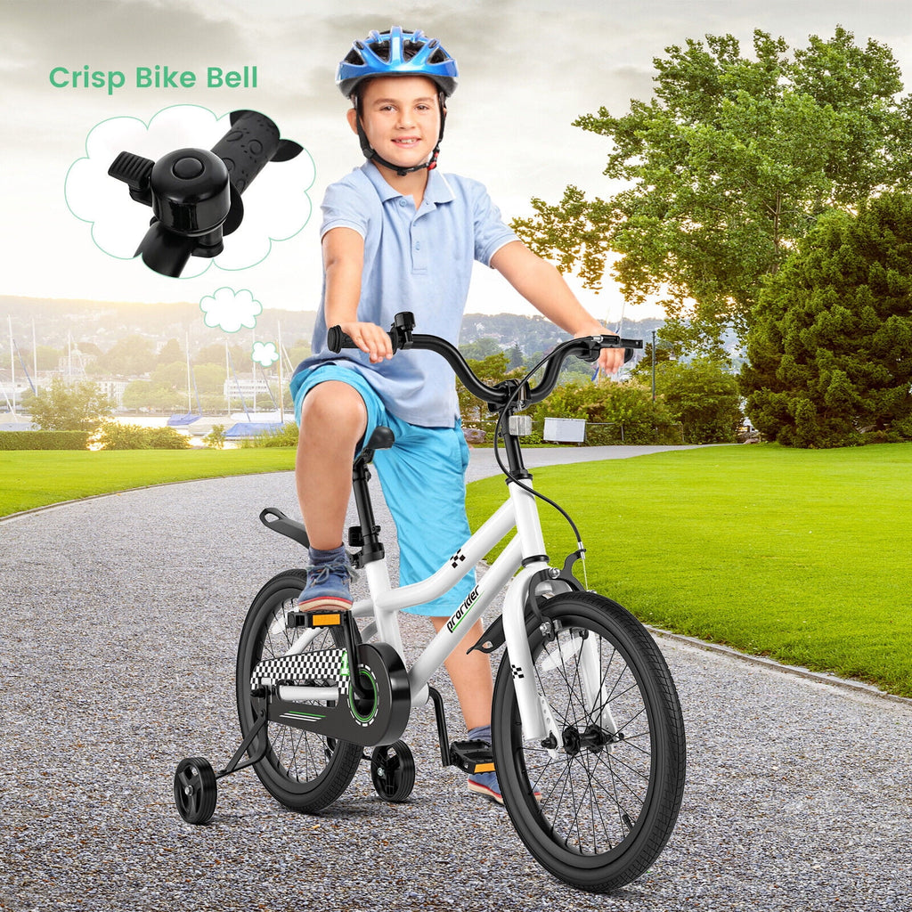 White 18 Inch Kids' Bike with Training Wheels and Basket Y45565