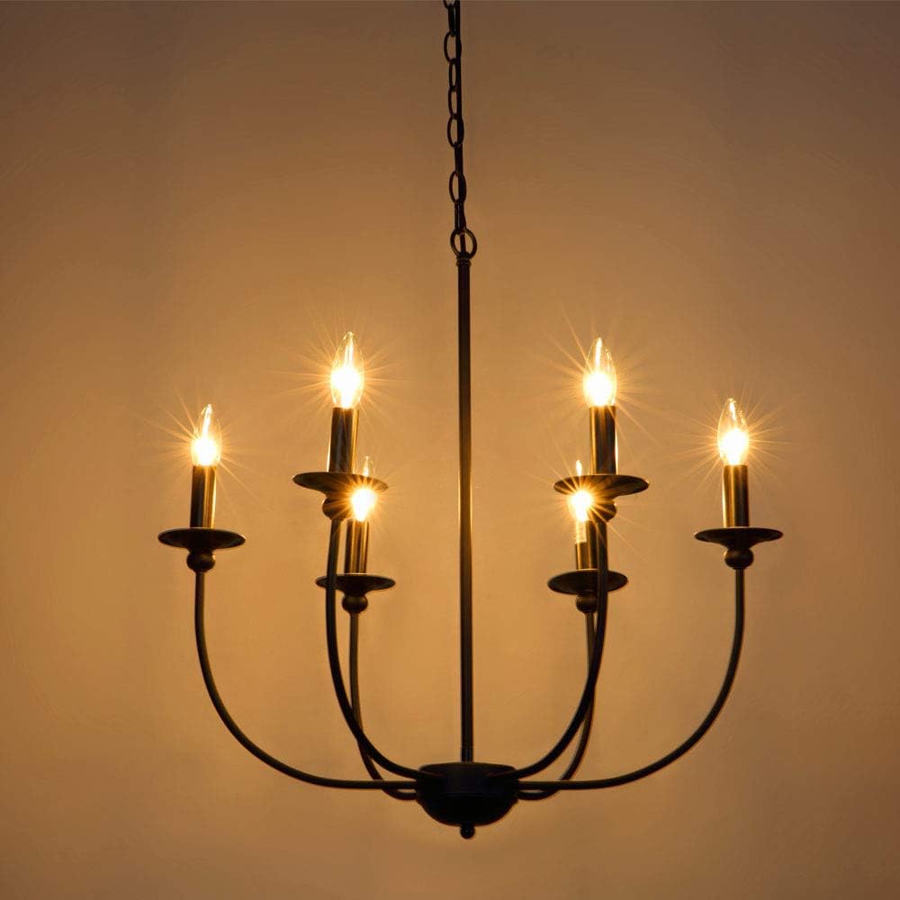 Black 6-Light Wrought Iron Chandelier B2691