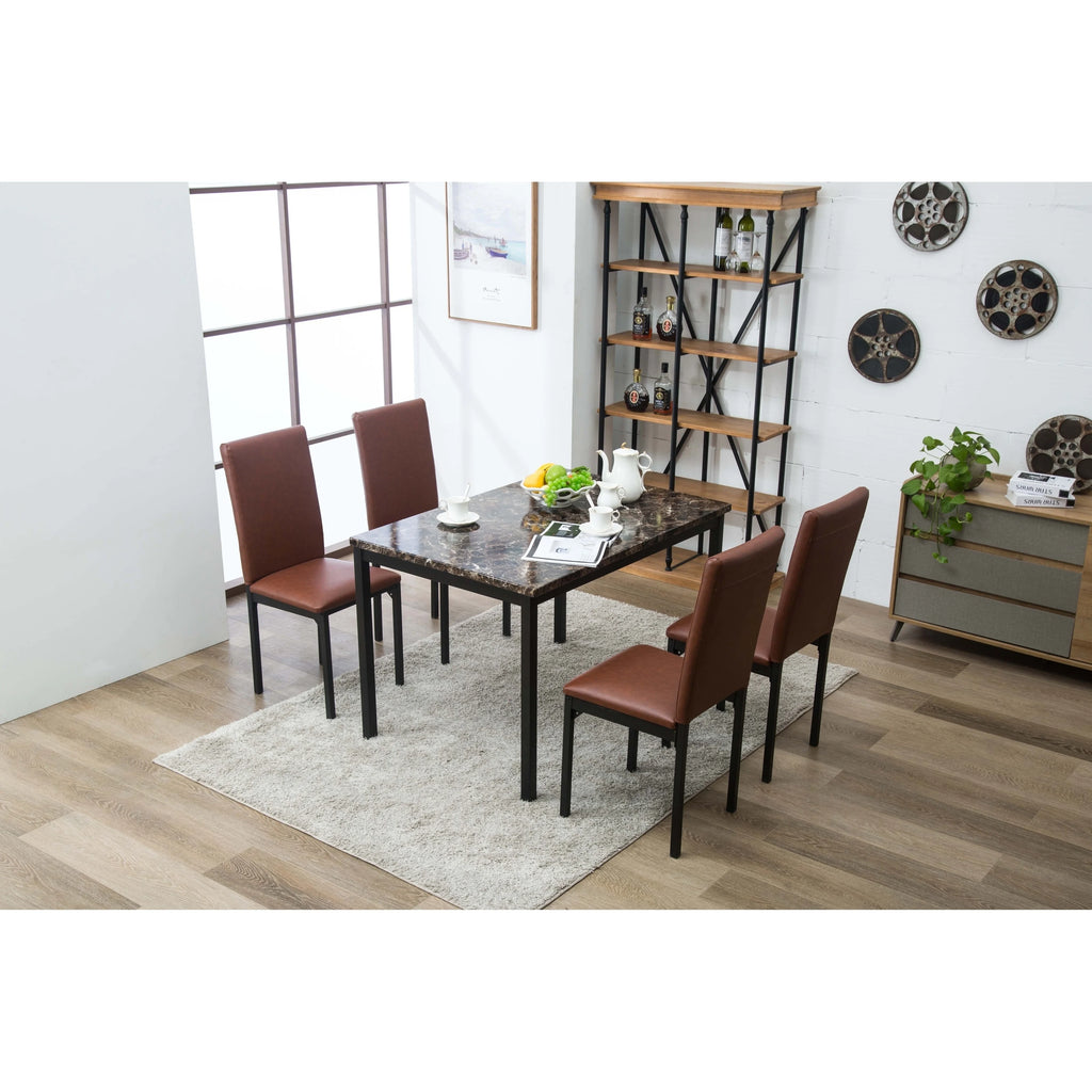 5pc Black Faux Leather Dining Room Set L11903