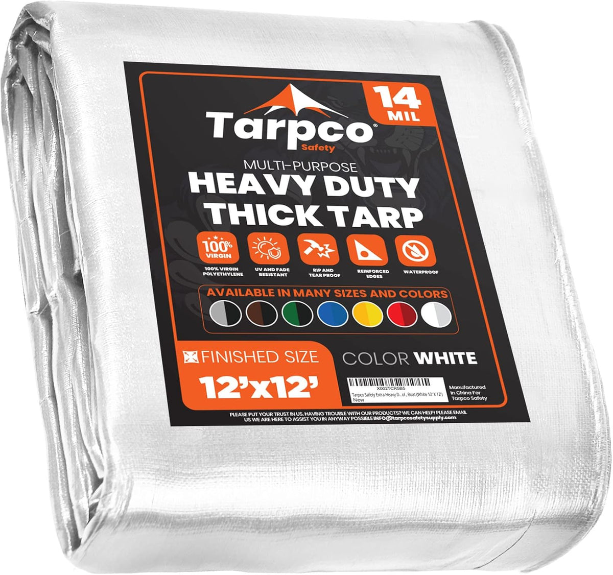 Brown/Black 8′ X 10′ Pack of 2 Waterproof Poly Tarpaulin with Reinforced Edges Y92513