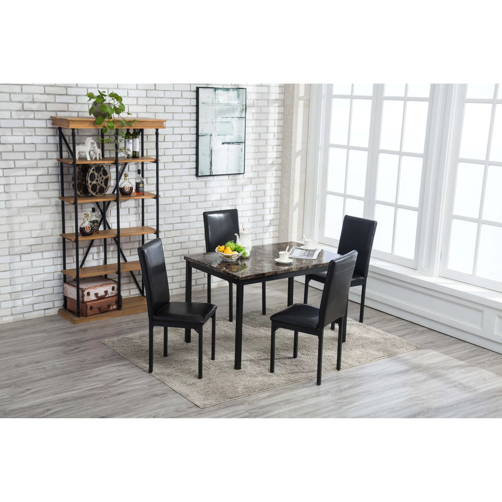 5pc Black Faux Leather Dining Room Set L11903