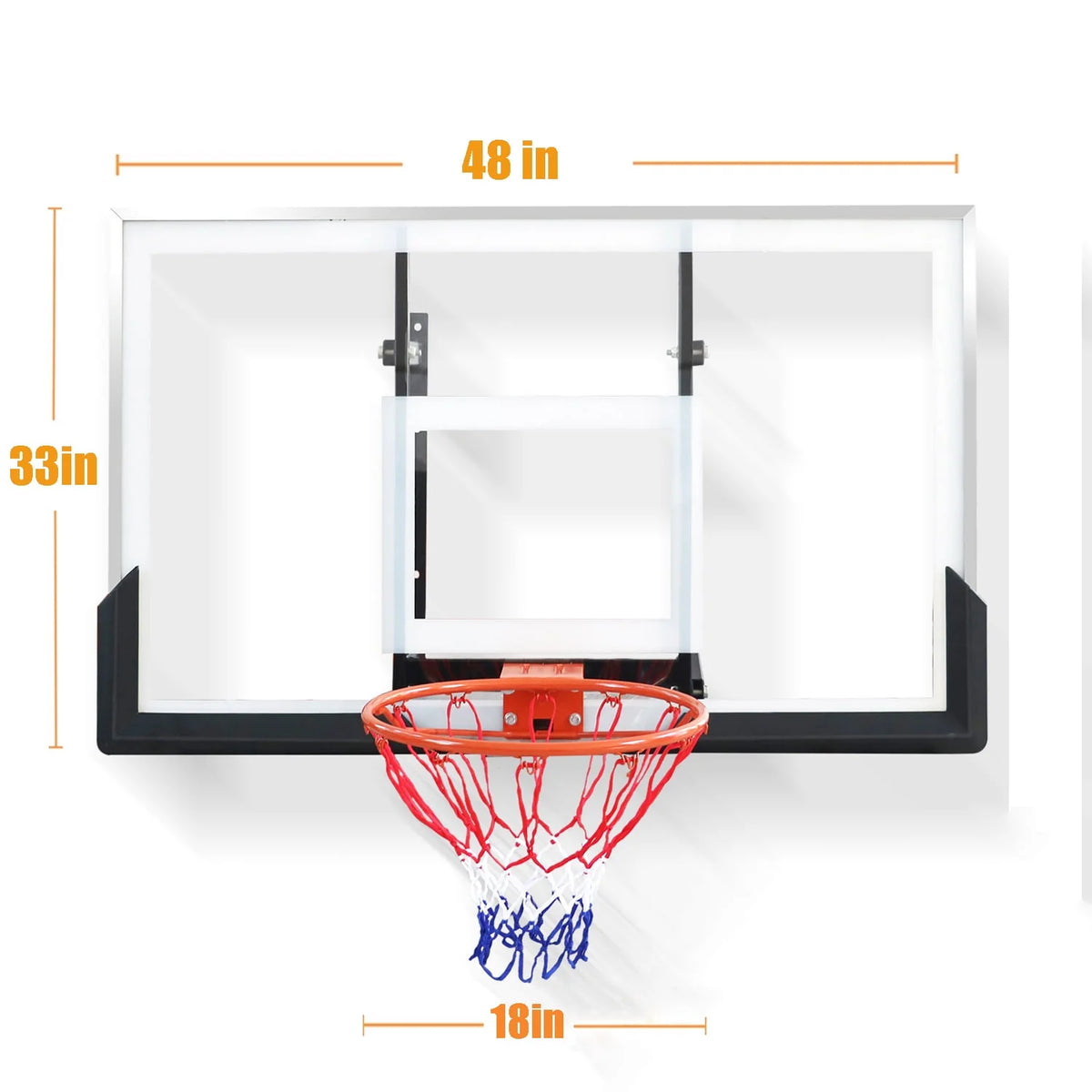 48in Wall-Mounted Basketball Backboard and Rim Combo W661155