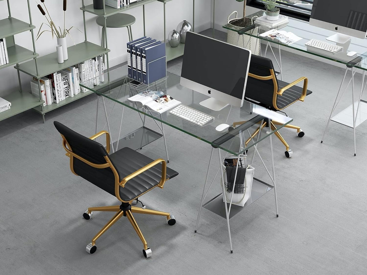 Black Ergo Office Chair with Back Support and Caster Wheels 320Lbs L636715
