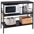 Rolling Kitchen Storage Cart with 3-Tier Shelves and 10 Hooks D920