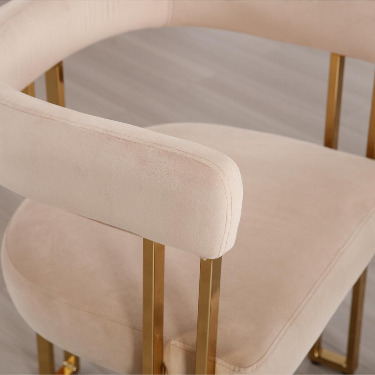 Set of 6 Velvet Khaki Dining Chairs O400472