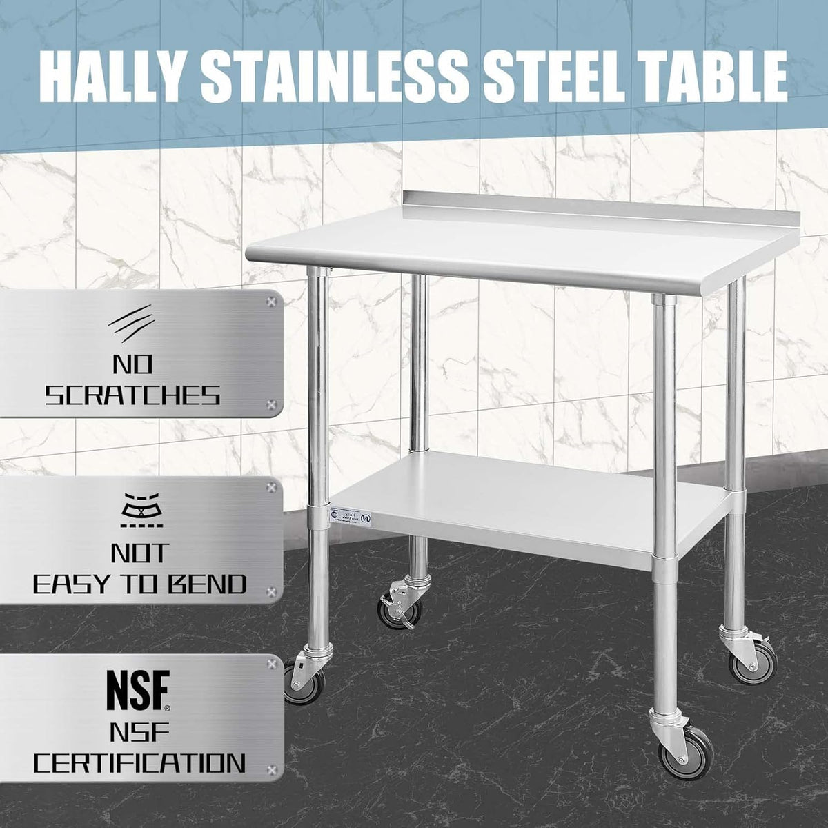Stainless Steel Table with Caster Wheels T2382