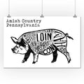 Black Pig on White 24x36 Giclee Gallery Print S3249